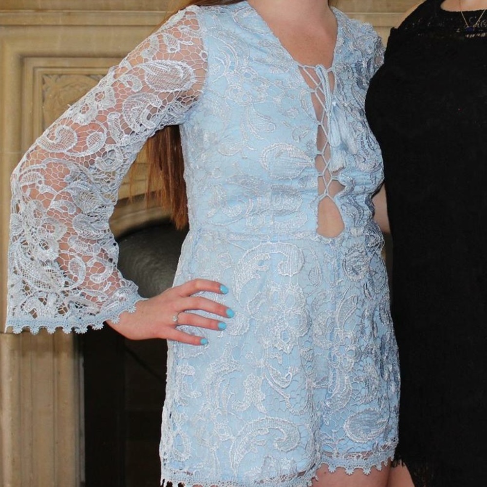 Blue lace romper
